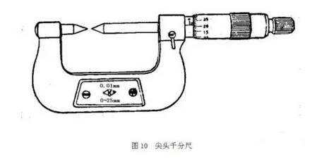 九,螺紋千分尺螺紋千分尺如圖11所示.主要用於測量普通螺紋的中徑.